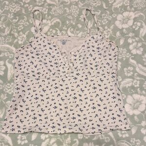 Brandy Melville Floral White Tank Top